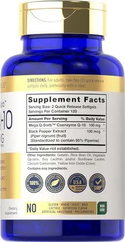 Carlyle CoQ10 100mg | 240 Softgels | Mega Q-Sorb Coenzyme Q-10 | with Black Pepper - TrustMedUSA