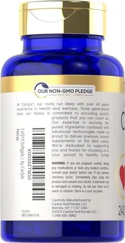 Carlyle CoQ10 100mg | 240 Softgels | Mega Q-Sorb Coenzyme Q-10 | with Black Pepper - TrustMedUSA