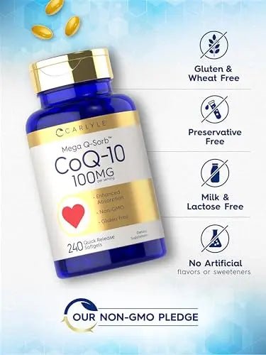 Carlyle CoQ10 100mg | 240 Softgels | Mega Q-Sorb Coenzyme Q-10 | with Black Pepper - TrustMedUSA
