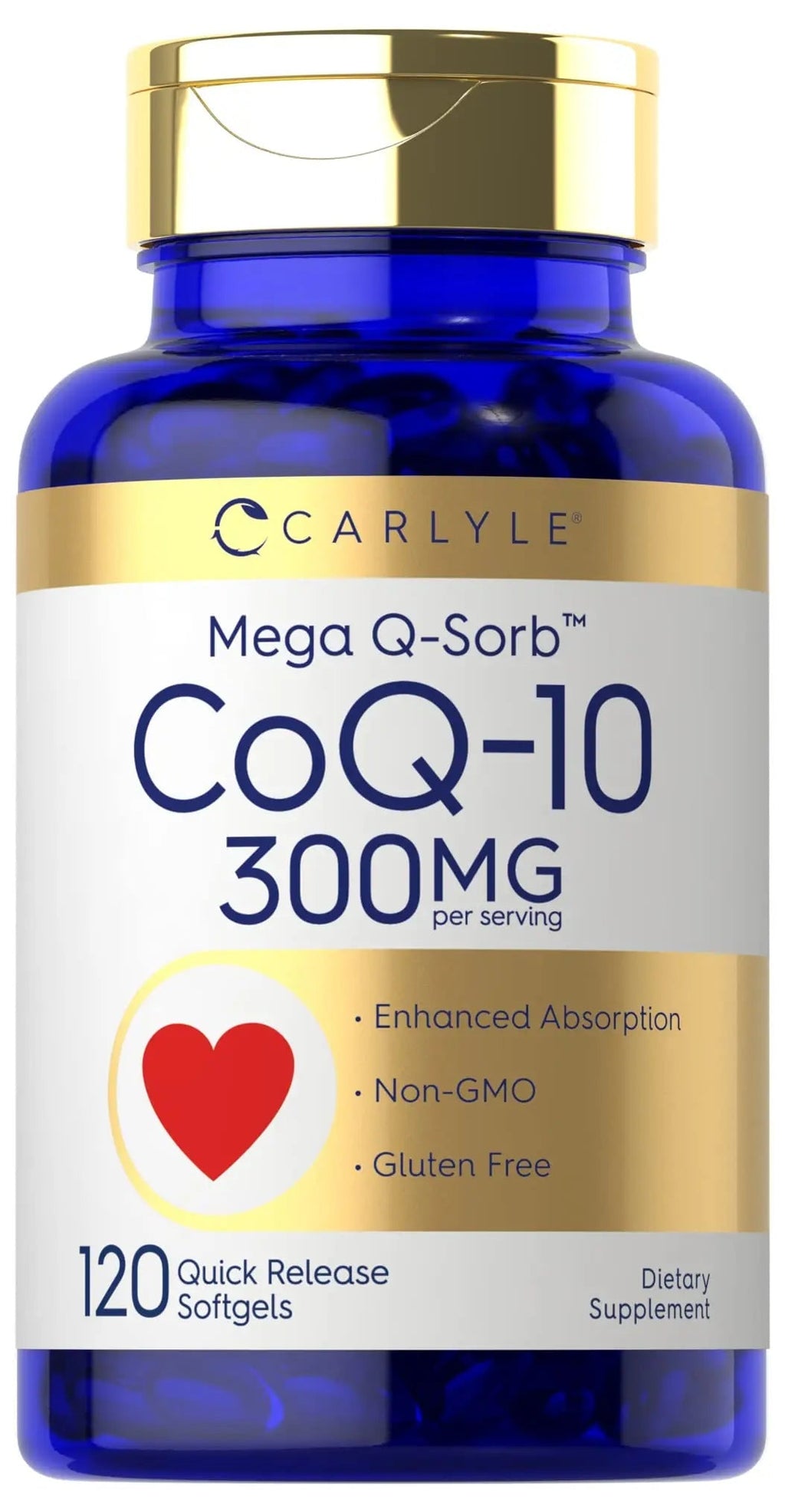 Carlyle CoQ10 300mg | 120 Softgels | Mega Q-Sorb Coenzyme Q-10 | with Black Pepper - TrustMedUSA