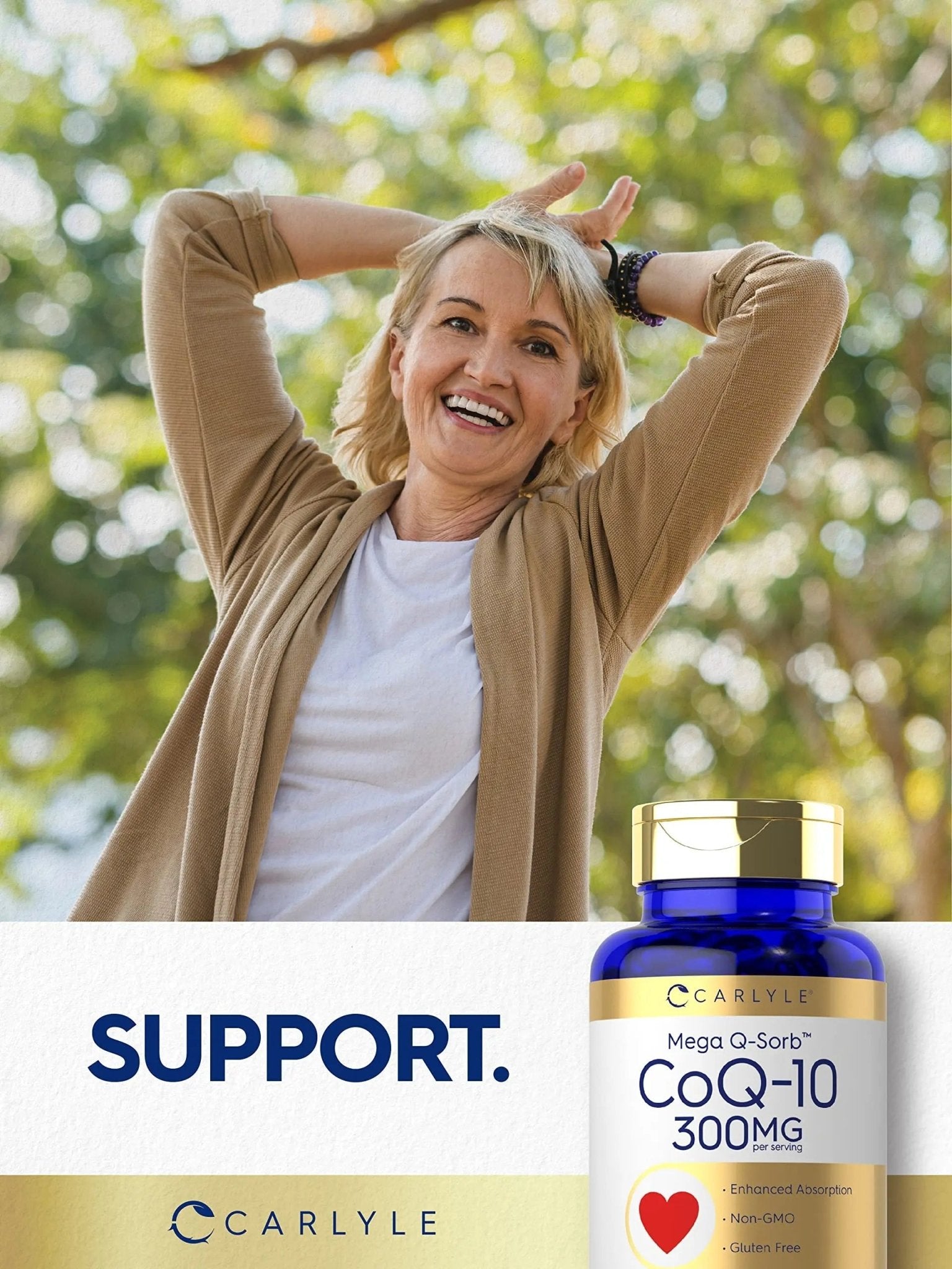Carlyle CoQ10 300mg | 120 Softgels | Mega Q-Sorb Coenzyme Q-10 | with Black Pepper - TrustMedUSA