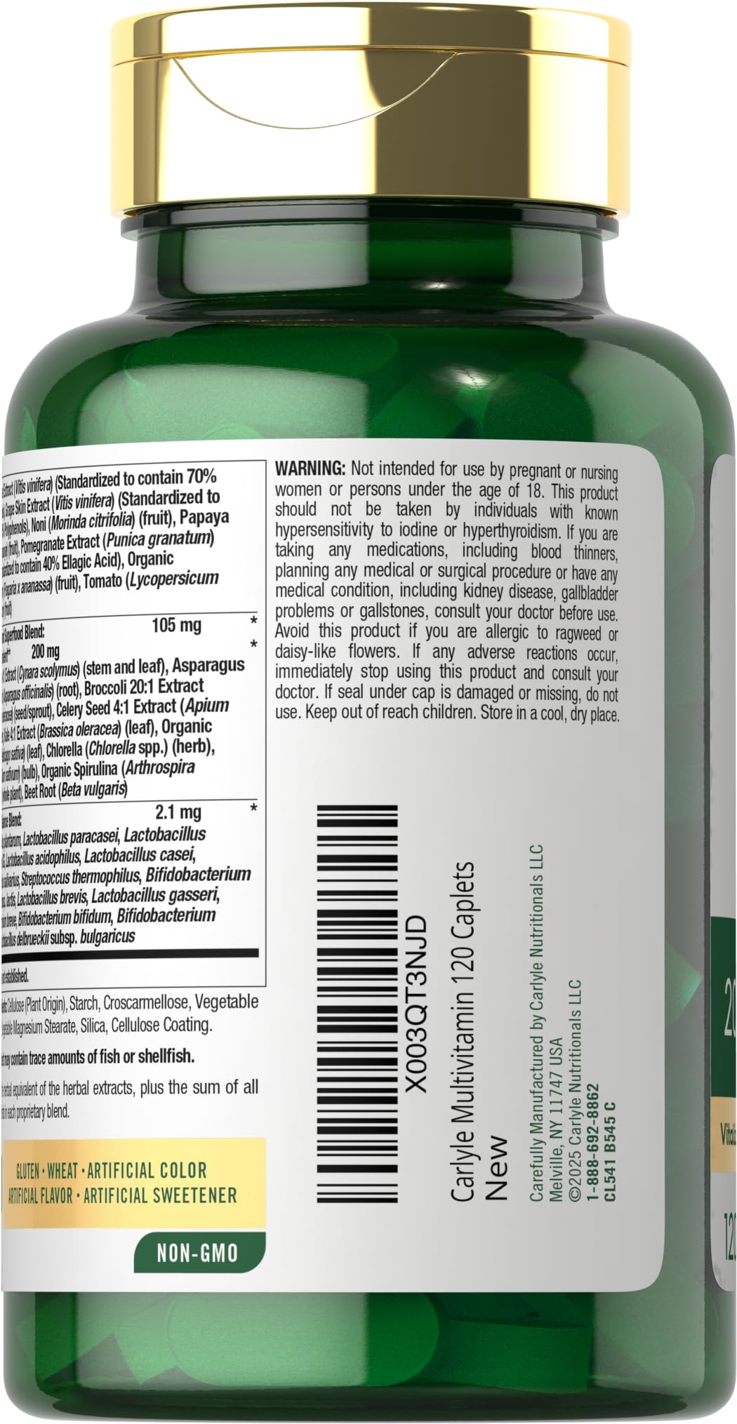 Carlyle Fruits and Veggies Supplement | 120 Count | Superfood Multivitamin with Probiotics | Made with 20 Fruits and Vegetables | Non-GMO & Gluten Free - TrustMedUSA