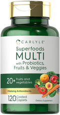 Carlyle Fruits and Veggies Supplement | 120 Count | Superfood Multivitamin with Probiotics | Made with 20 Fruits and Vegetables | Non-GMO & Gluten Free - TrustMedUSA