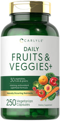 Carlyle Fruits and Veggies Supplement | 250 Capsules | Made with 30 Fruits and Vegetables | Vegetarian, Non-GMO, Gluten Free Superfood Formula - TrustMedUSA