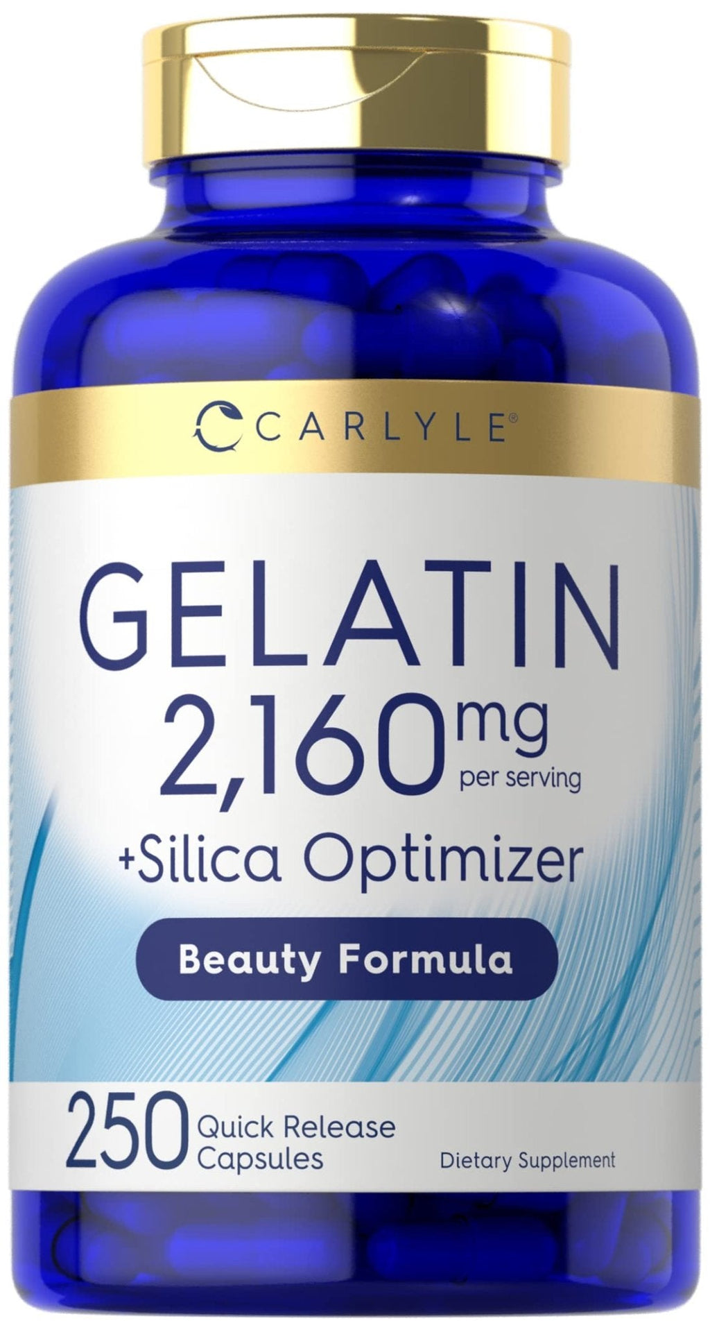Carlyle Gelatin Capsules | 2160 mg | 250 Pills | with Silica Optimizer | Non-GMO, and Gluten Free Supplement - Maple Wellness Supplements
