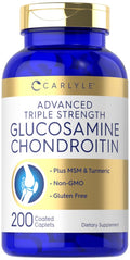 Carlyle Glucosamine Chondroitin MSM Turmeric | 200 Count | Advanced Triple Strength Supplement | Non-GMO & Gluten Free - Maple Wellness Supplements