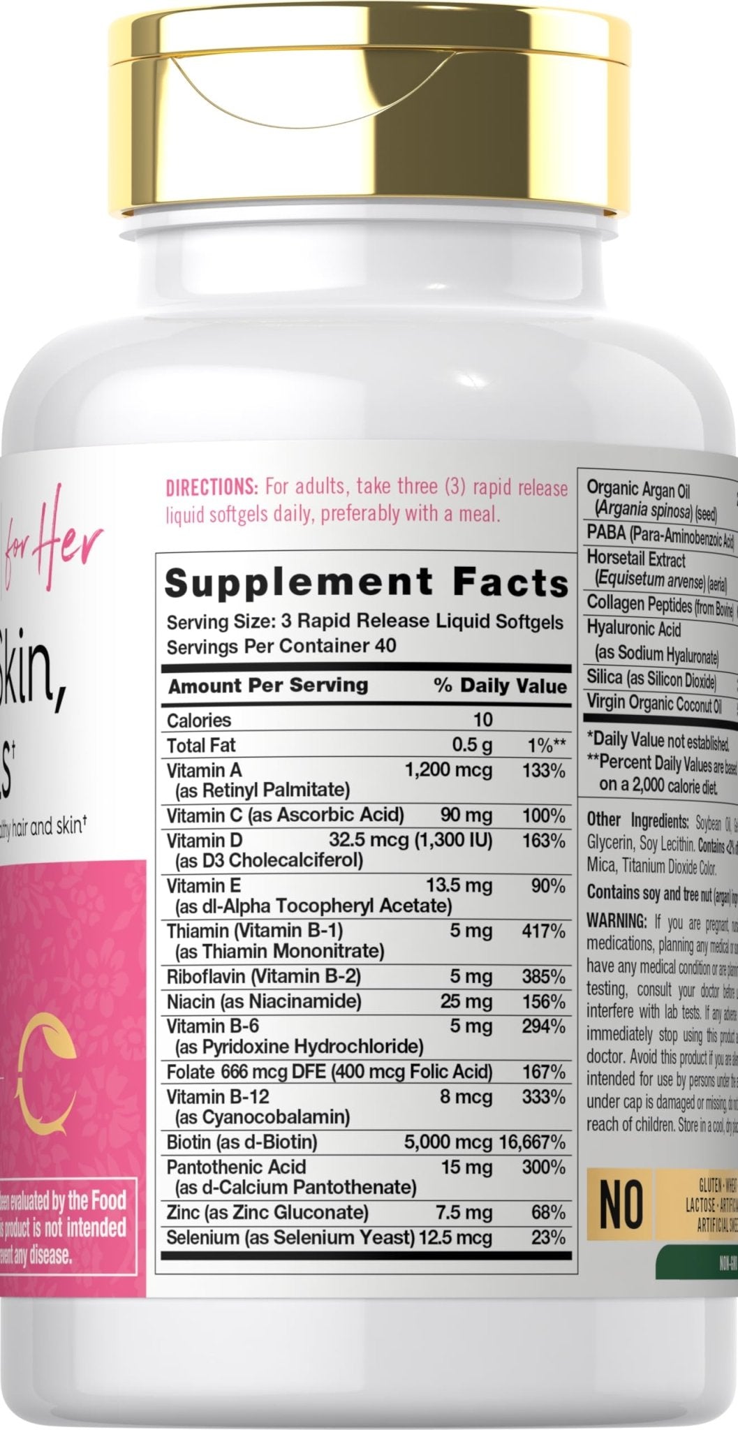 Carlyle Hair Skin and Nails Vitamin | 120 Softgels | Beauty Formula Supplement | with Biotin and Collagen Zinc, Vitamin A, B6, C & E | Non-GMO, Gluten Free - Maple Wellness Supplements