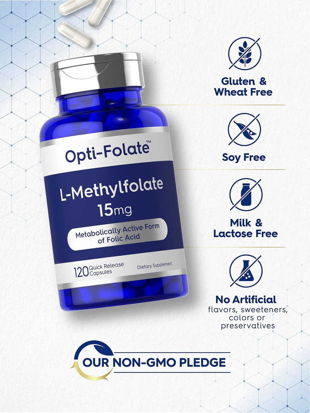 Carlyle L Methylfolate 15mg | 120 Capsules | Value Size | Max Potency | Optimized - TrustMedUSA