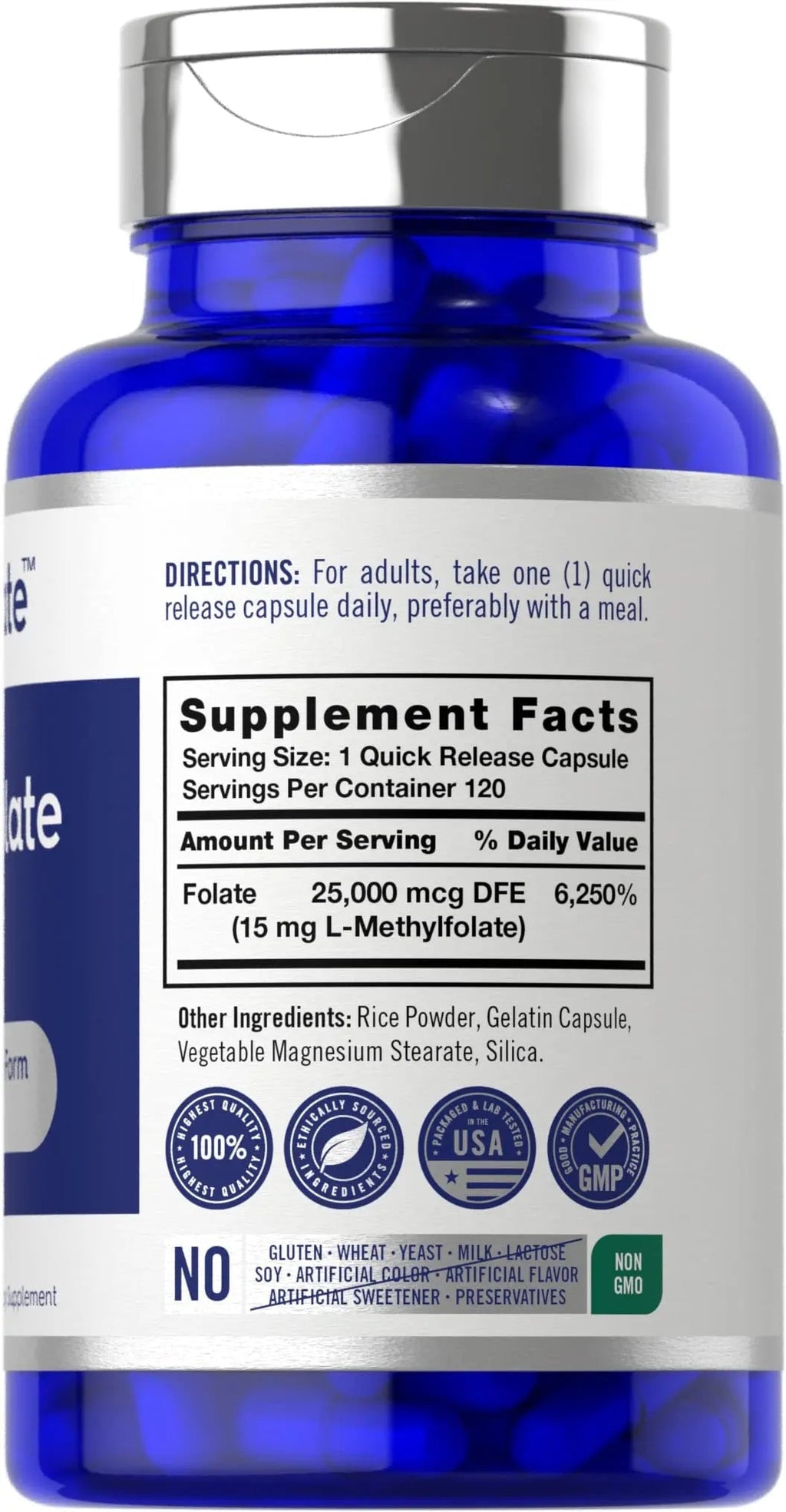 Carlyle L Methylfolate 15mg | 120 Capsules | Value Size | Max Potency | Optimized - TrustMedUSA
