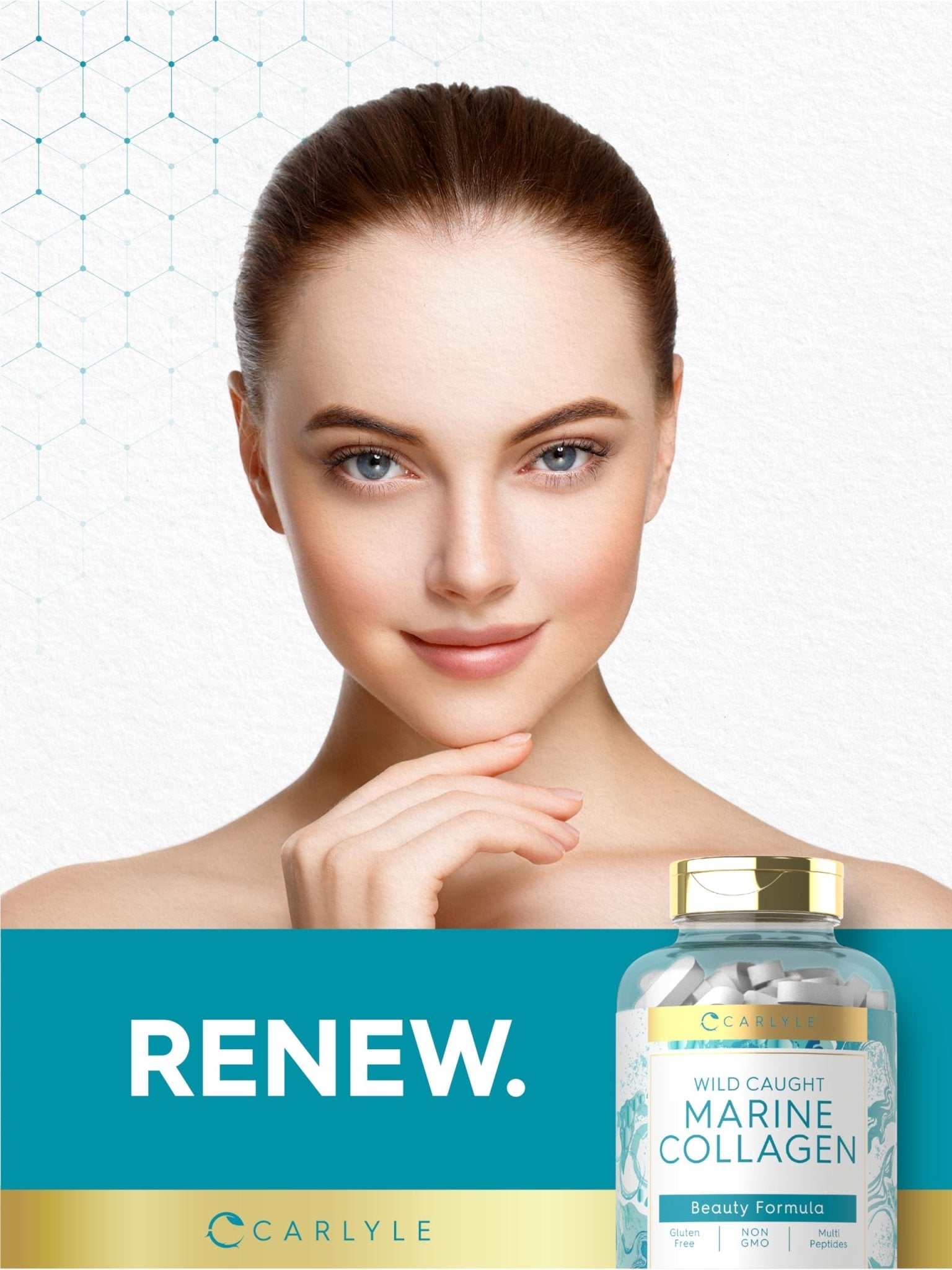 Carlyle Marine Collagen for Hair Skin and Nails | 250 Caplets | Peptides for Women and Men | Type I with Calcium | Non-GMO & Gluten Free - Maple Wellness Supplements
