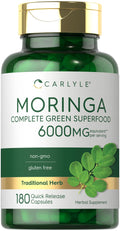 Carlyle Moringa Oleifera Supplement | 180 Capsules | Complete Green Superfood for Women and Men | Non-GMO and Gluten Free - TrustMedUSA