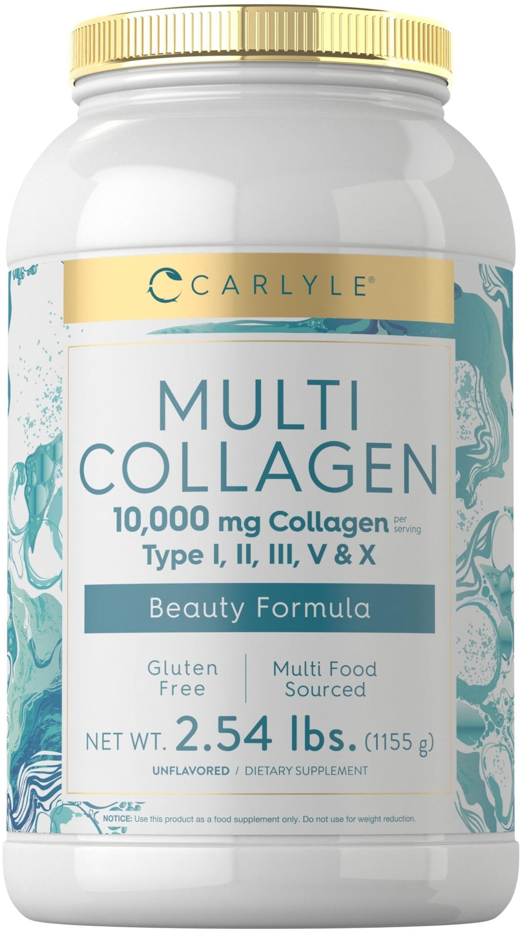 Carlyle Multi Collagen Peptides Powder 40 oz | Type I, II, III, V, X | Supplement Blend with Protein | Multi Food Sourced | Non-GMO, Gluten Free - Maple Wellness Supplements