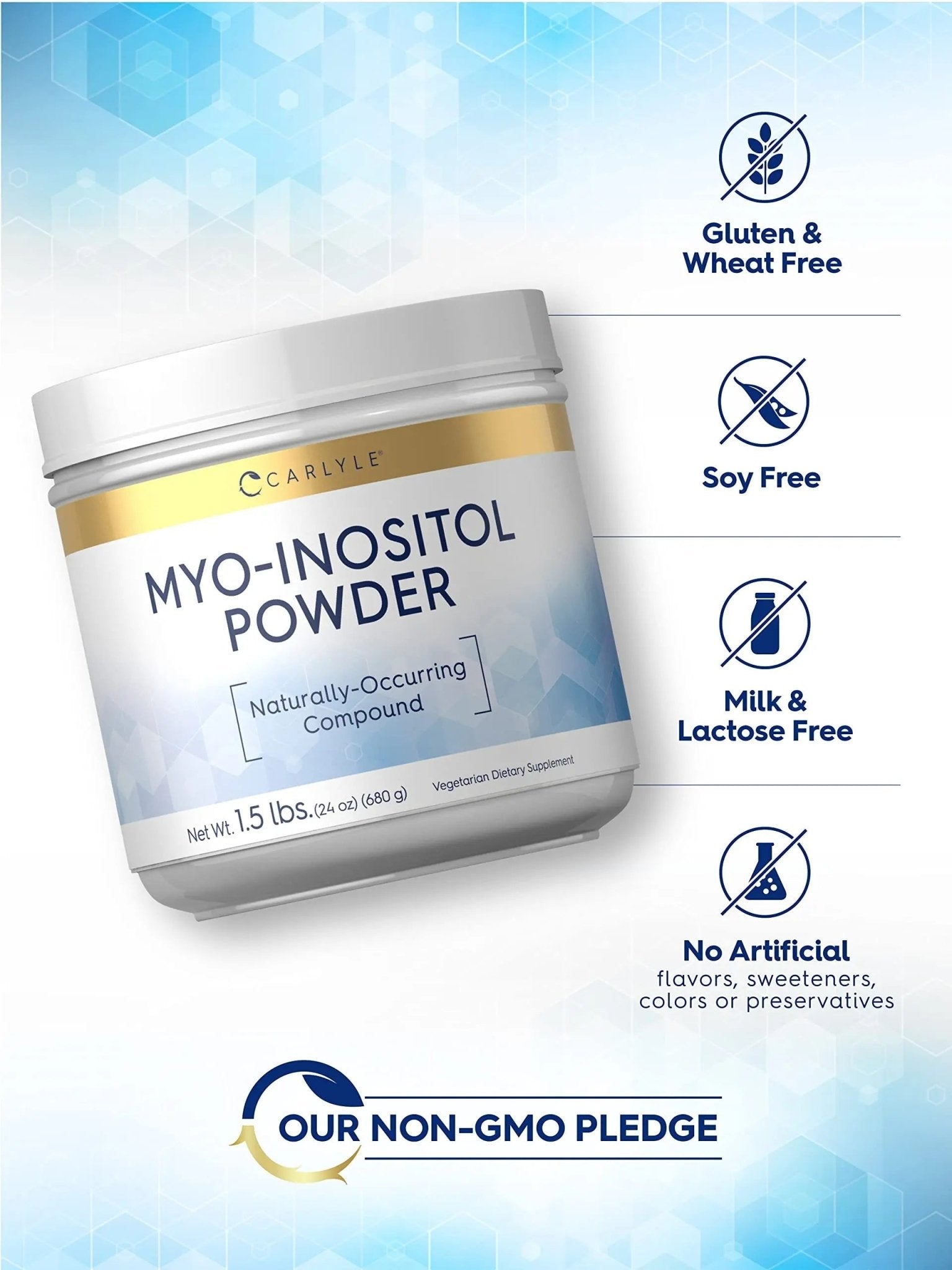 Carlyle Myo-Inositol Powder Supplement | 1.5 lbs | Naturally Occuring Compound - TrustMedUSA