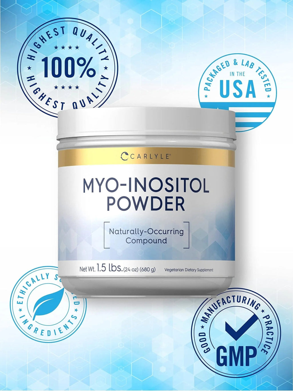 Carlyle Myo-Inositol Powder Supplement | 1.5 lbs | Naturally Occuring Compound - TrustMedUSA