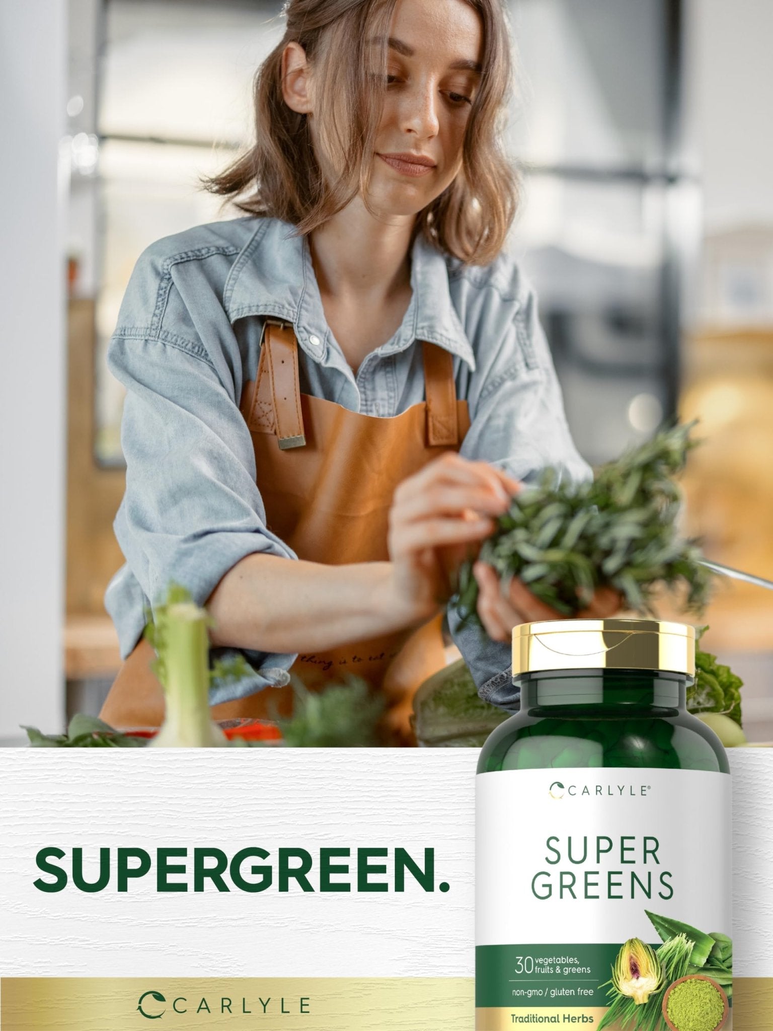 Carlyle Super Greens Capsules | 250 Count | Blend of 13 Vegetables and Greens Plus 17 Fruits | Non-GMO & Gluten Free Supplement - TrustMedUSA