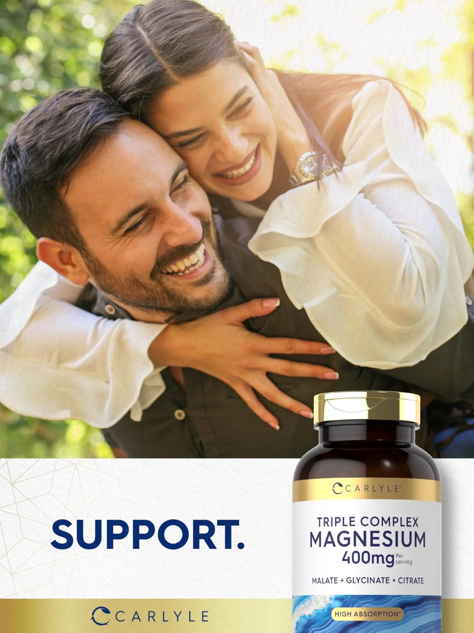 Carlyle Triple Magnesium Complex | 400 mg | 240 Capsules | Magnesium Malate, Glycinate & Citrate | Vegetarian, Non-GMO, and Gluten Free Supplement - TrustMedUSA