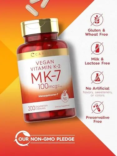 Carlyle Vitamin K2 MK7 100mcg | 200 Vegan Capsules | Menaquinone-7 Supplement - TrustMedUSA
