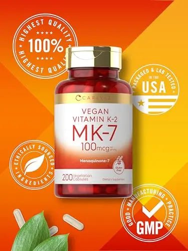 Carlyle Vitamin K2 MK7 100mcg | 200 Vegan Capsules | Menaquinone-7 Supplement - TrustMedUSA
