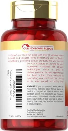 Carlyle Vitamin K2 MK7 100mcg | 200 Vegan Capsules | Menaquinone-7 Supplement - TrustMedUSA