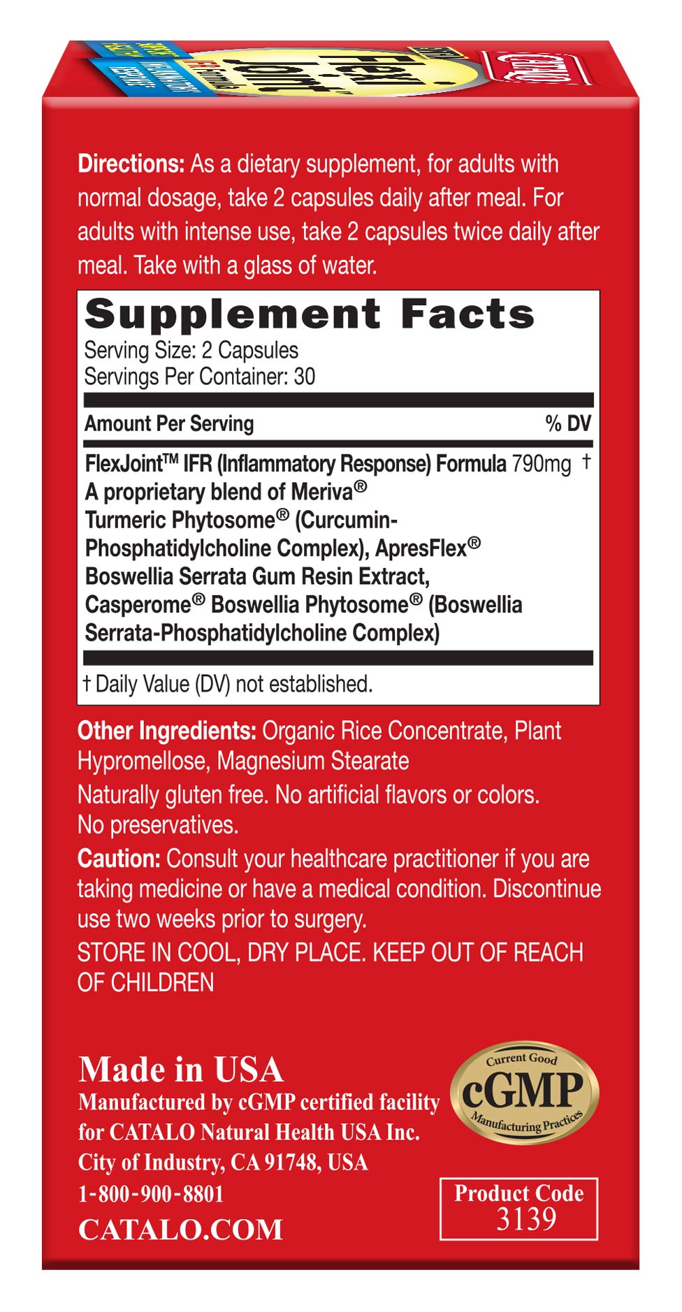 CATALO Extra FlexiJoint IFR Formula – with Meriva Turmeric Phytosome, ApresFlex & Casperome Boswellia – 60 Capsules - TrustMedUSA
