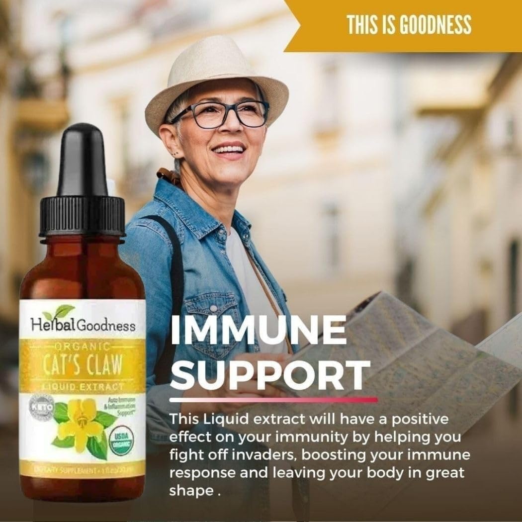Cat's Claw Extract Joint Support - Herbal Supplement for Joint and Muscle Function, Immunity, Heart Support - Gluten Free - Superior Absorption - Organic Liquid 1oz - Herbal Goodness (1 bttl) - TrustMedUSA