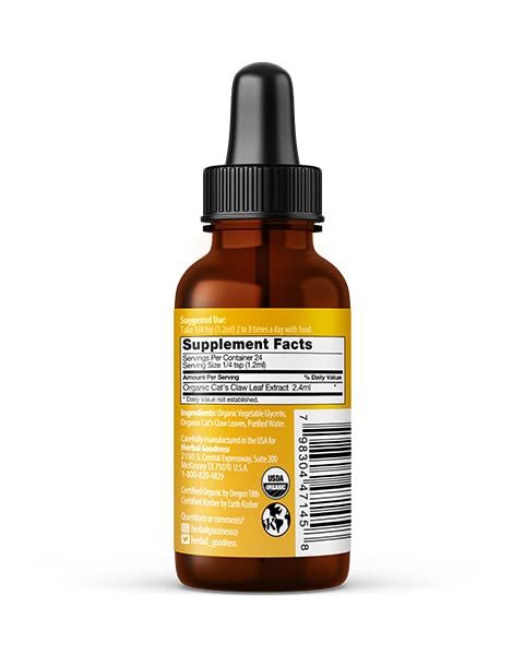 Cat's Claw Extract Joint Support - Herbal Supplement for Joint and Muscle Function, Immunity, Heart Support - Gluten Free - Superior Absorption - Organic Liquid 1oz - Herbal Goodness (1 bttl) - TrustMedUSA