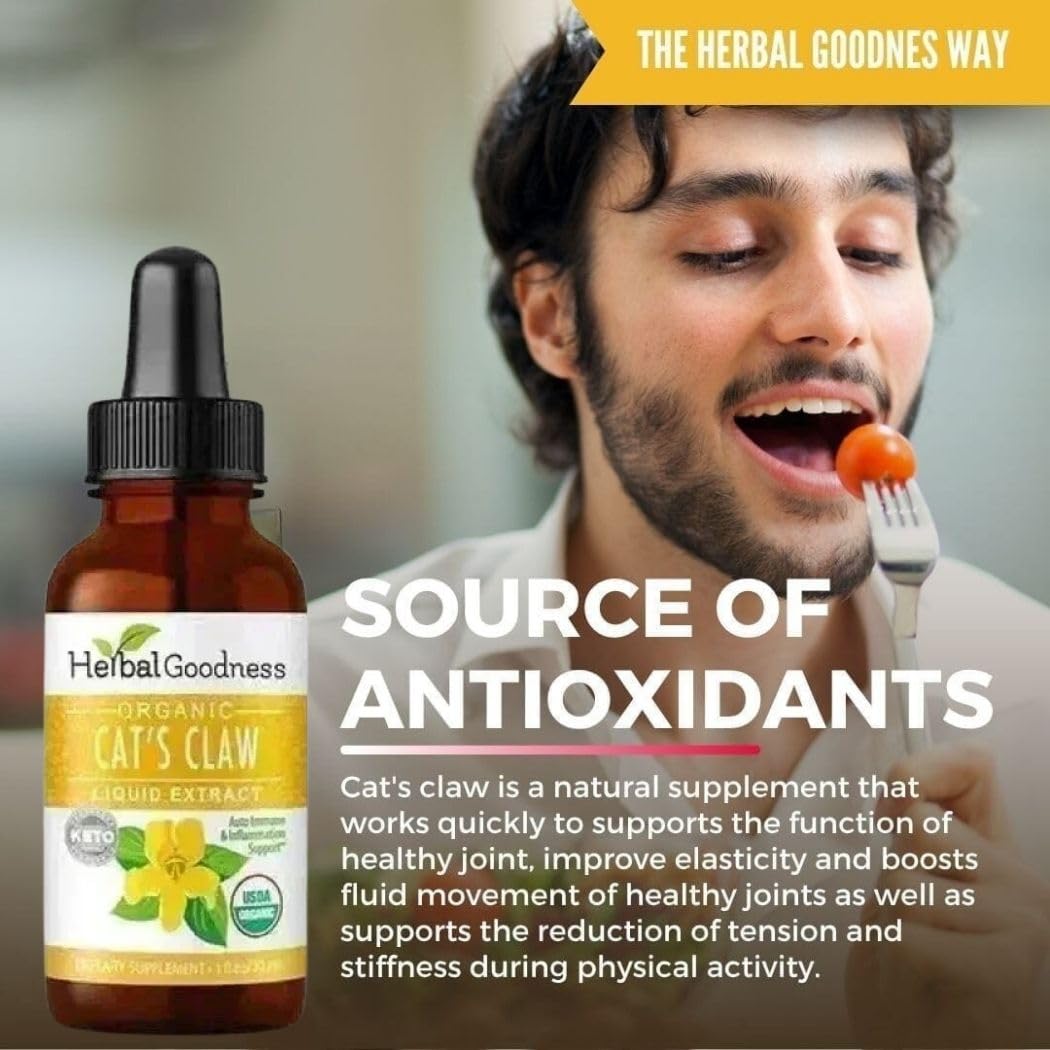 Cat's Claw Extract Joint Support - Herbal Supplement for Joint and Muscle Function, Immunity, Heart Support - Gluten Free - Superior Absorption - Organic Liquid 1oz - Herbal Goodness (1 bttl) - TrustMedUSA