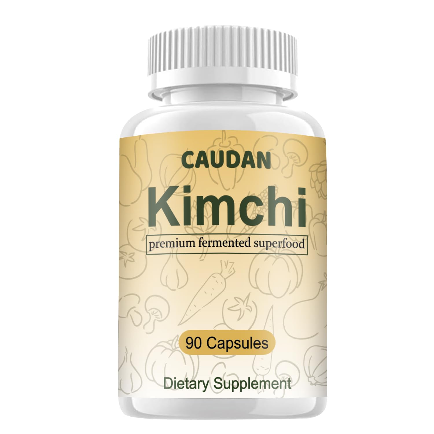 CAUDAN Kimchi Capsules, Kimchi Supplement, Probiotics & Enzymes Supports Gut & Digestive Health, Taste Well, Fermented Superfood for Antioxidant Support, 90 Vegan Capsules - TrustMedUSA