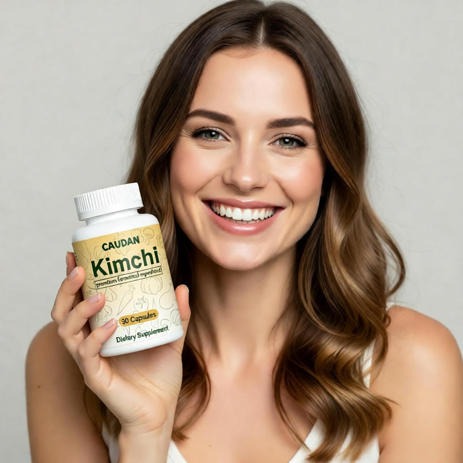 CAUDAN Kimchi Capsules, Kimchi Supplement, Probiotics & Enzymes Supports Gut & Digestive Health, Taste Well, Fermented Superfood for Antioxidant Support, 90 Vegan Capsules - TrustMedUSA
