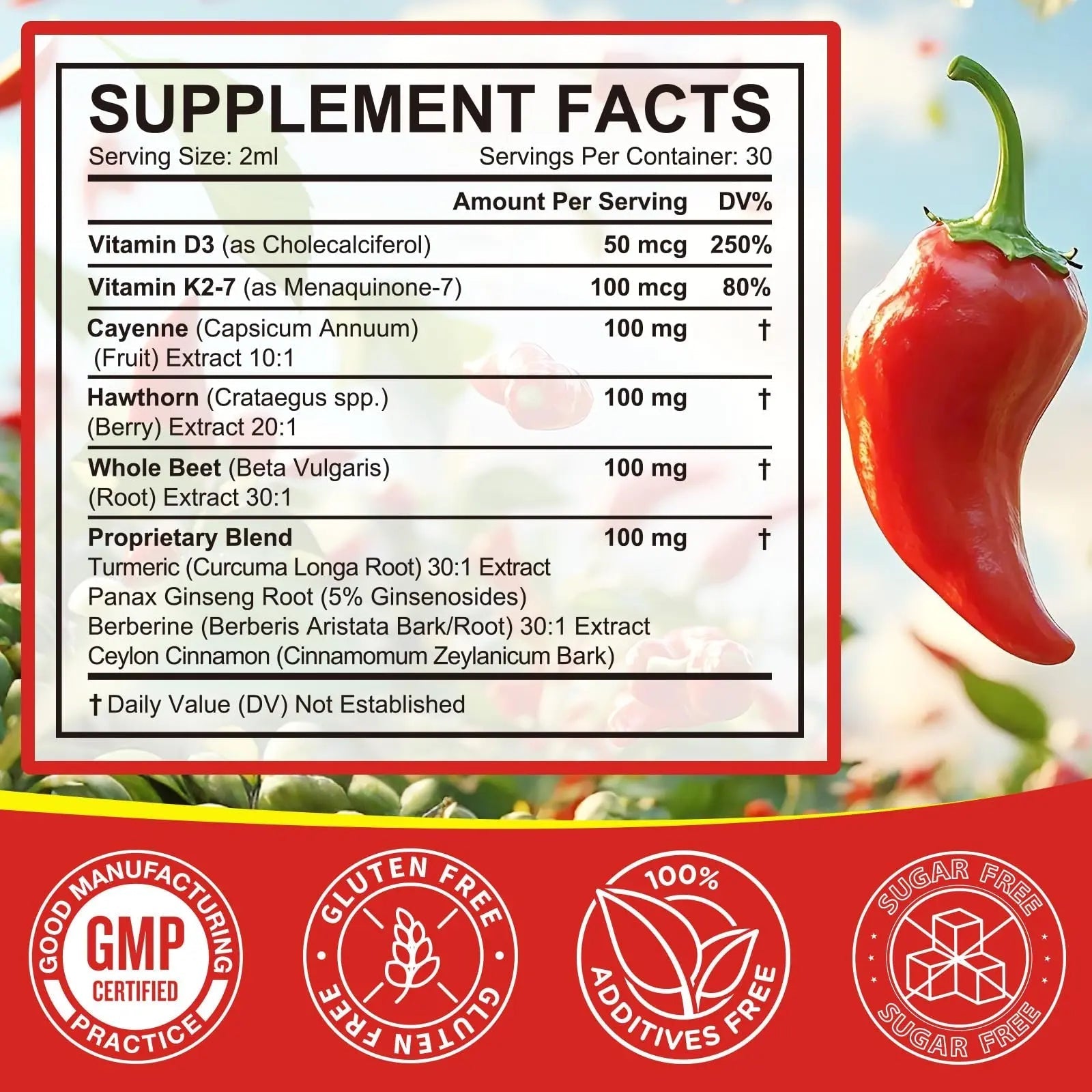 Cayenne Pepper Drops, Cayenne Pepper Extract with Herbal Blend - Includes Hawthorn, Beet Root & Turmeric (1Pack) - TrustMedUSA