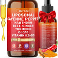 Cayenne Pepper Drops Liposomal Supplement Liquid + Hawthorn Berry, Vitamin D3 K2 Beet Root Powder, Ceylon Cinnamon, CoQ10, Turmeric Curcumin, Cayenne Pepper Extract - 2oz - TrustMedUSA