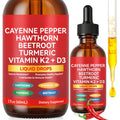 Cayenne Pepper Drops, Liquid Cayenne Pepper Organic, Cayenne Health Supplements, Cayenne Pepper Hawthorn Beet Root Turmeric Curcumin, Vitamin K2 & D3, Vegan-Friendly- 2 Fl Oz - TrustMedUSA