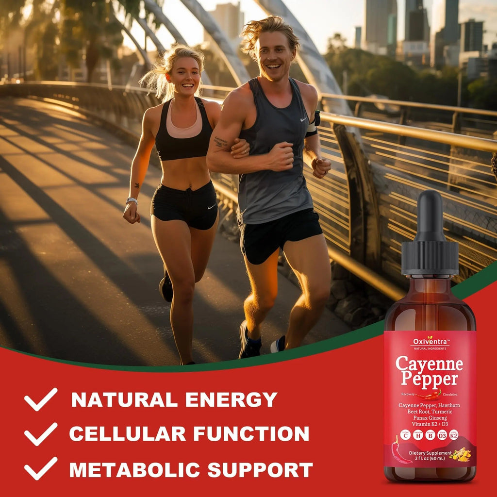 Cayenne Pepper Drops Liquid Supplement Smooth & Sweet Herbal Liquid + Hawthorn Berry, Vitamin D3 K2 Beet Root Powder, Ceylon Cinnamon, Turmeric Curcumin, Organic Panax Ginseng - 2fl oz - TrustMedUSA