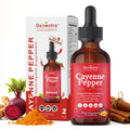 Cayenne Pepper Drops Liquid Supplement Smooth & Sweet Herbal Liquid + Hawthorn Berry, Vitamin D3 K2 Beet Root Powder, Ceylon Cinnamon, Turmeric Curcumin, Organic Panax Ginseng - 2fl oz - TrustMedUSA