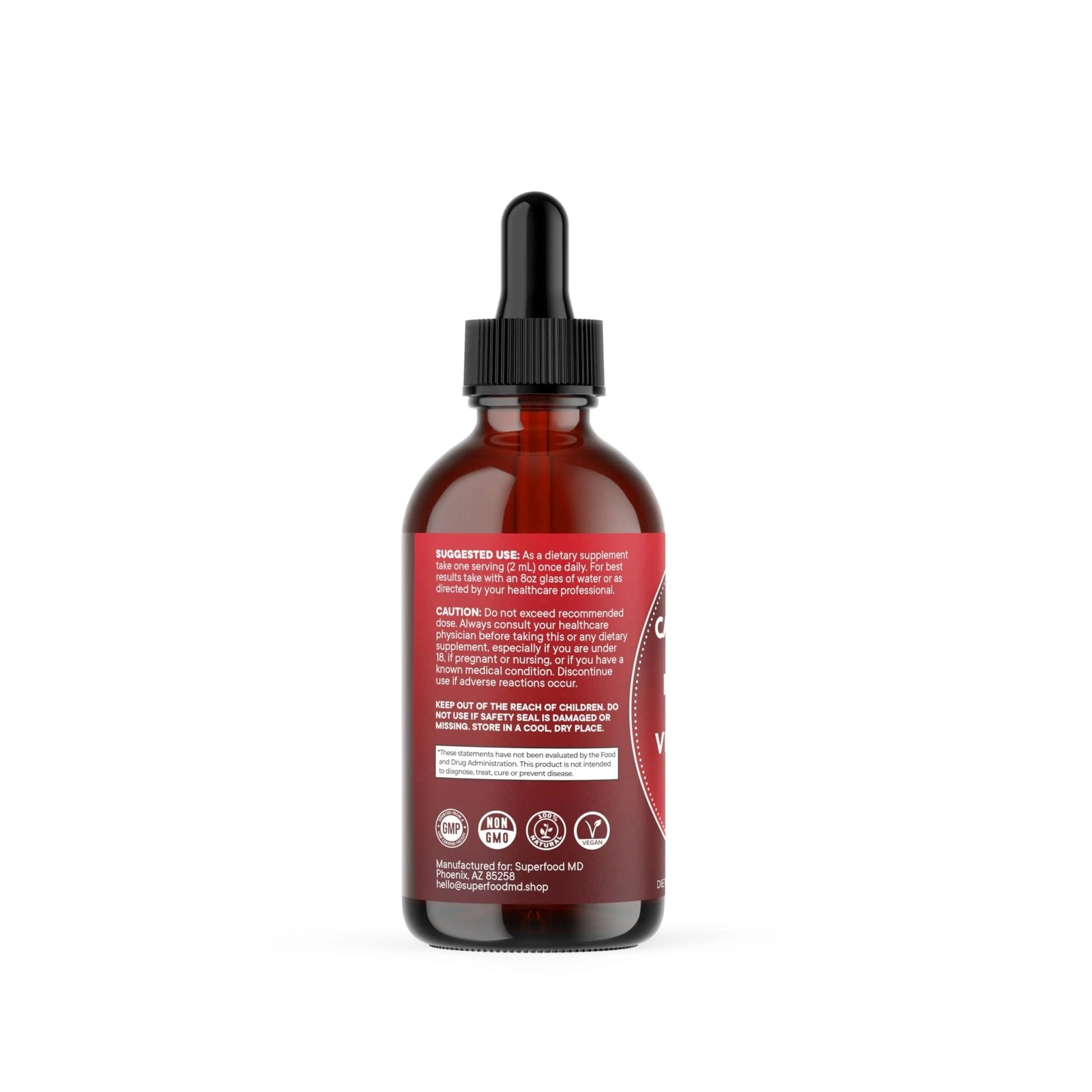 Cayenne Pepper Supplement Liquid Drops + Hawthorn Berry, Vitamin D3 K2 Beet Root Powder, Ceylon Cinnamon, Turmeric Curcumin, Organic Panax Ginseng - 4 OZ - TrustMedUSA