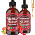 Cayenne Pepper Supplement Liquid Drops + Hawthorn Berry, Vitamin D3 K2 Beet Root Powder, Ceylon Cinnamon, Turmeric Curcumin, Organic Panax Ginseng - 4 OZ - TrustMedUSA