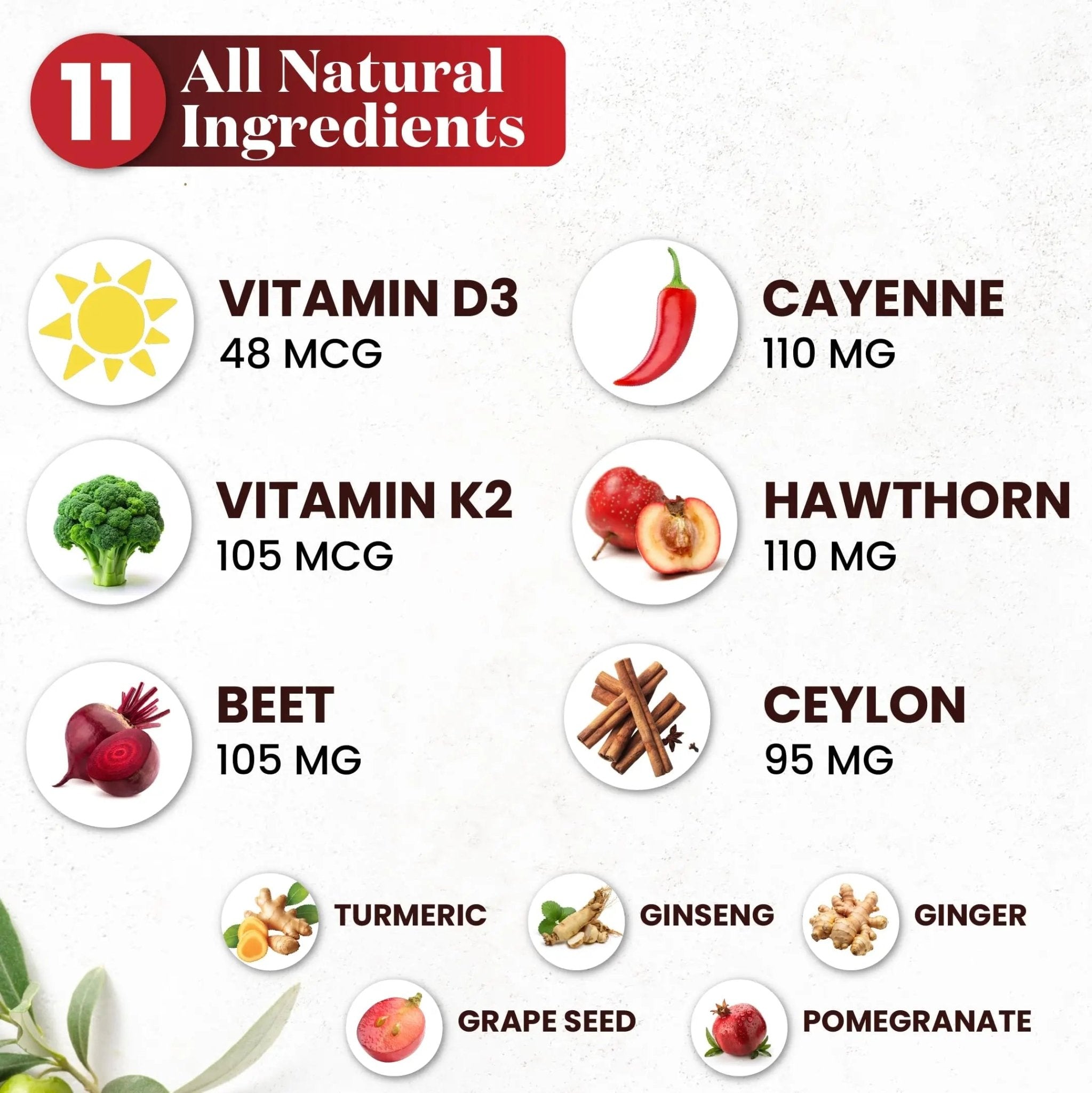 Cayenne Pepper Supplement Liquid Drops + Hawthorn Berry, Vitamin D3 K2 Beet Root Powder, Ceylon Cinnamon, Turmeric Curcumin, Organic Panax Ginseng - 4 OZ - TrustMedUSA
