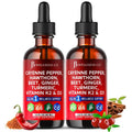Cayenne Pepper Supplement Liquid Drops + Hawthorn Berry, Vitamin D3 K2 Beet Root Powder, Ceylon Cinnamon, Turmeric Curcumin, Organic Panax Ginseng - 4oz - TrustMedUSA