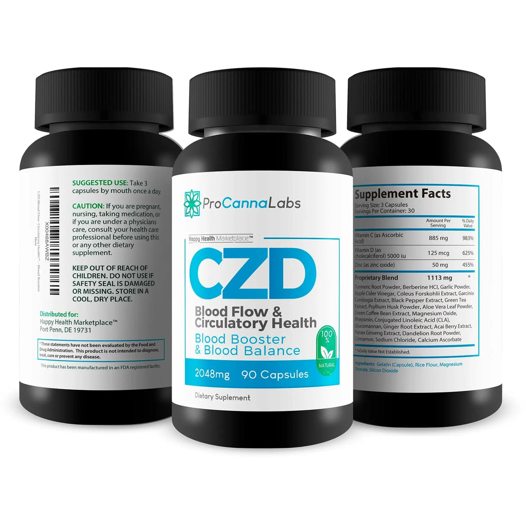 CDZ Supplement Vitamin C D and Zinc Plus Herbs - Our Best Vitamin C D Zinc Blood Booster for Blood Balance & Blood Flow - C Z D Blood Flow & Circulatory Health - Pro Canna Labs Gummies Capsules - TrustMedUSA