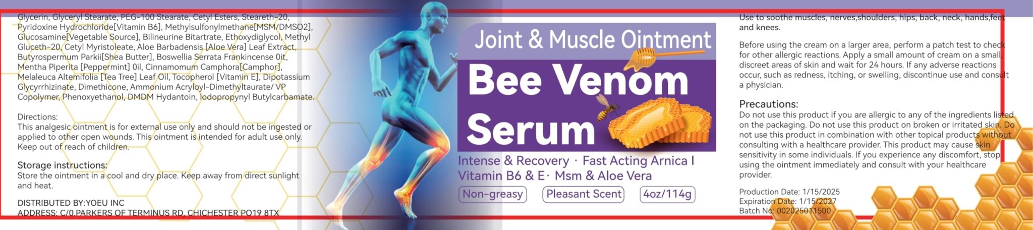 Cedonivor Bee Venom Joint Cream, Joint & Muscle Soothing, Bee Venom Cream for Back, Knee, Hands, Neck, Feet - TrustMedUSA