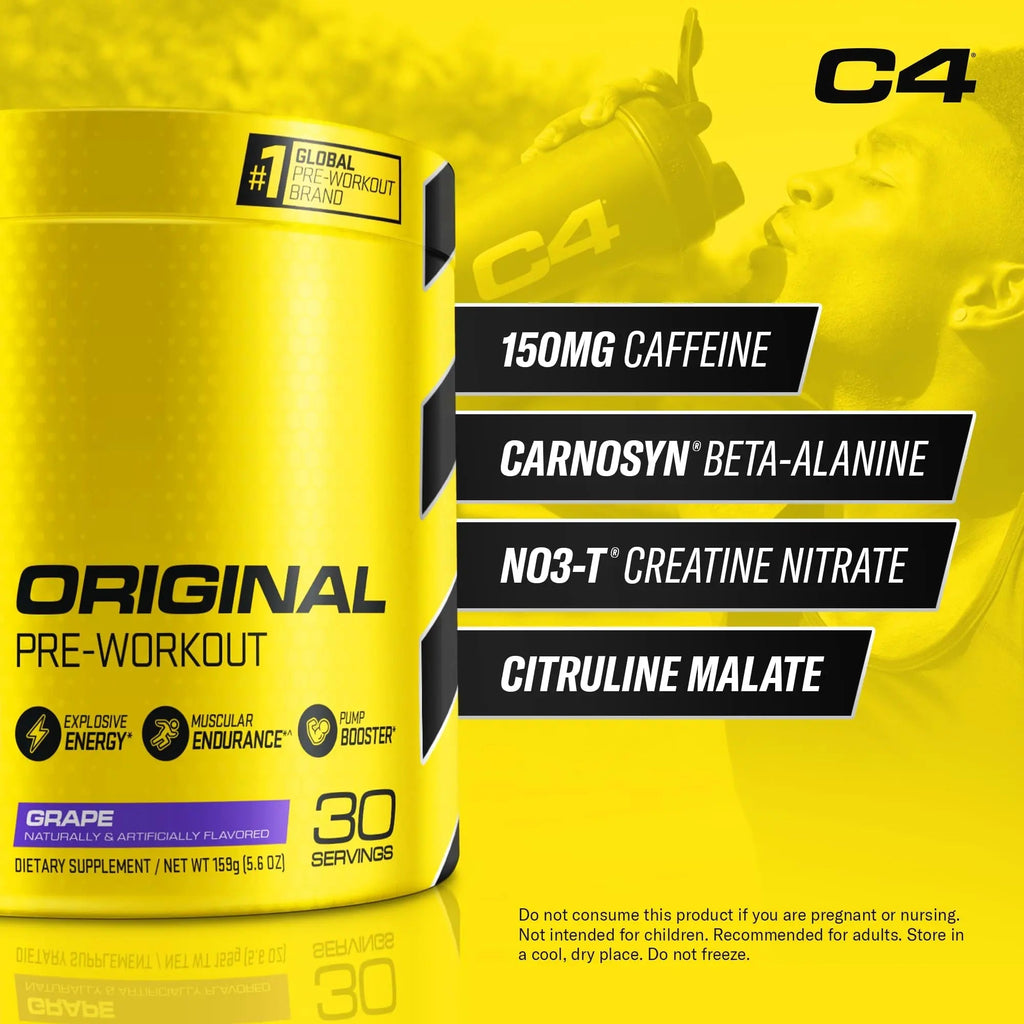 Cellucor C4 Original Pre Workout Powder Grape Sugar Free Preworkout Energy - TrustMedUSA
