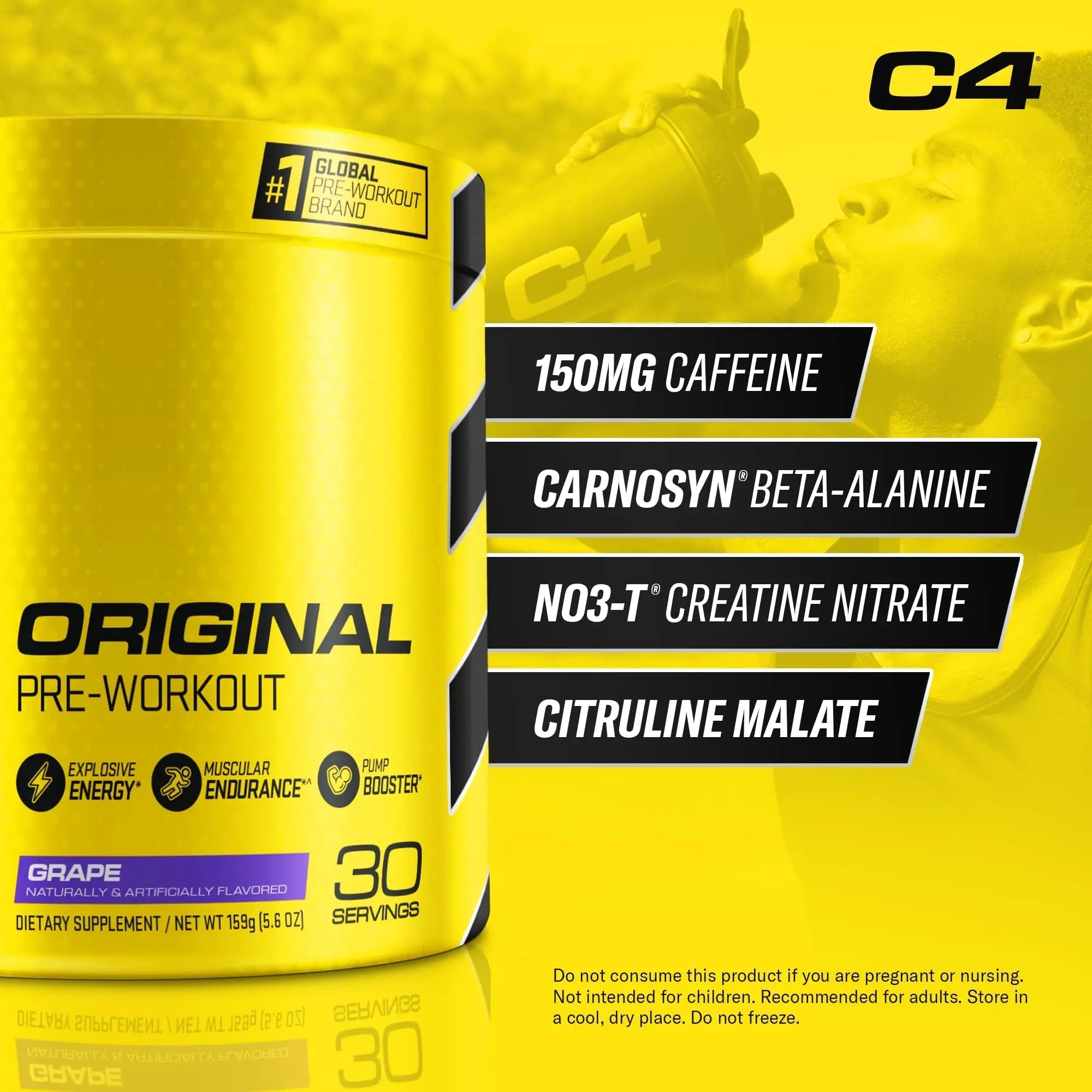 Cellucor C4 Original Pre Workout Powder Grape Sugar Free Preworkout Energy - TrustMedUSA