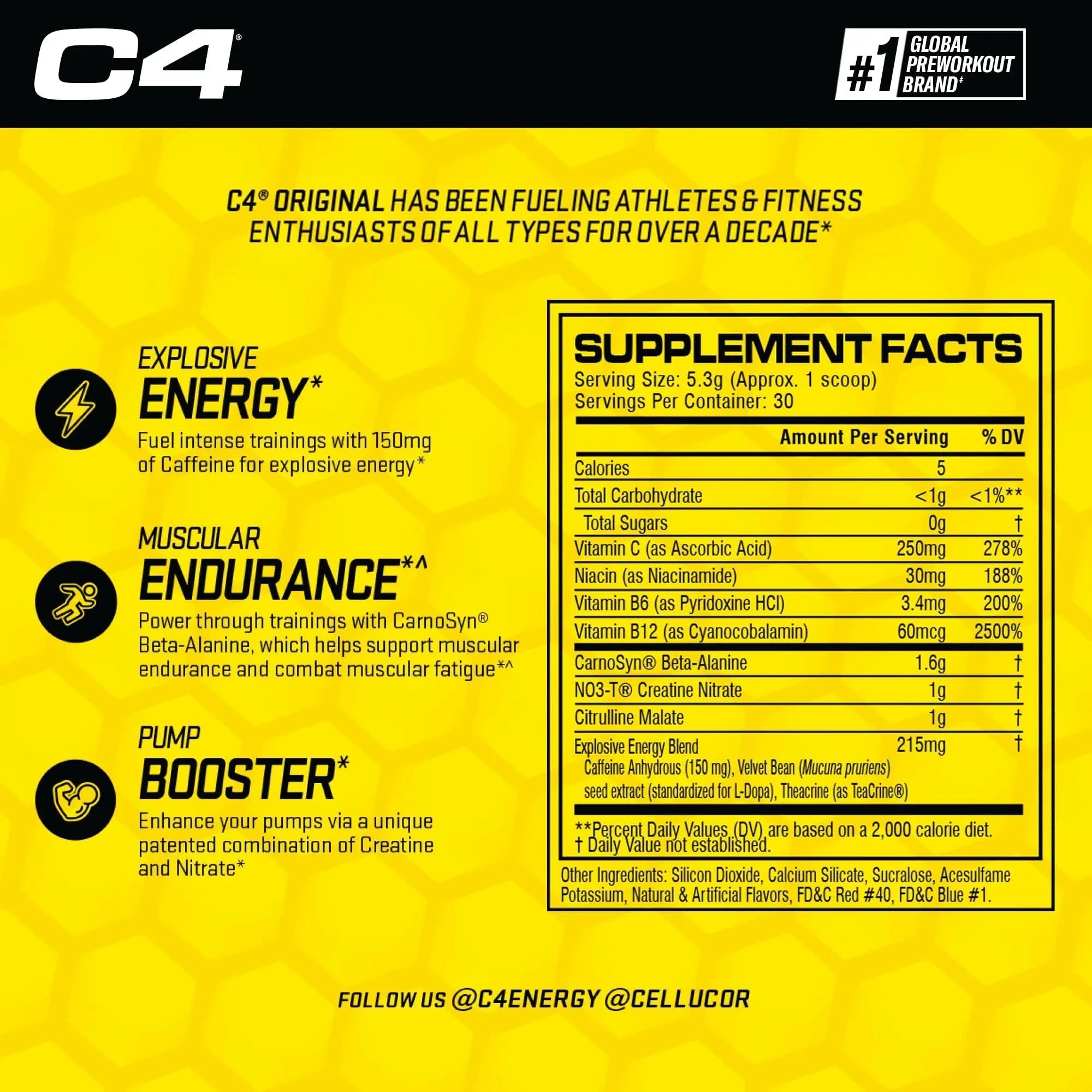 Cellucor C4 Original Pre Workout Powder Grape Sugar Free Preworkout Energy - TrustMedUSA