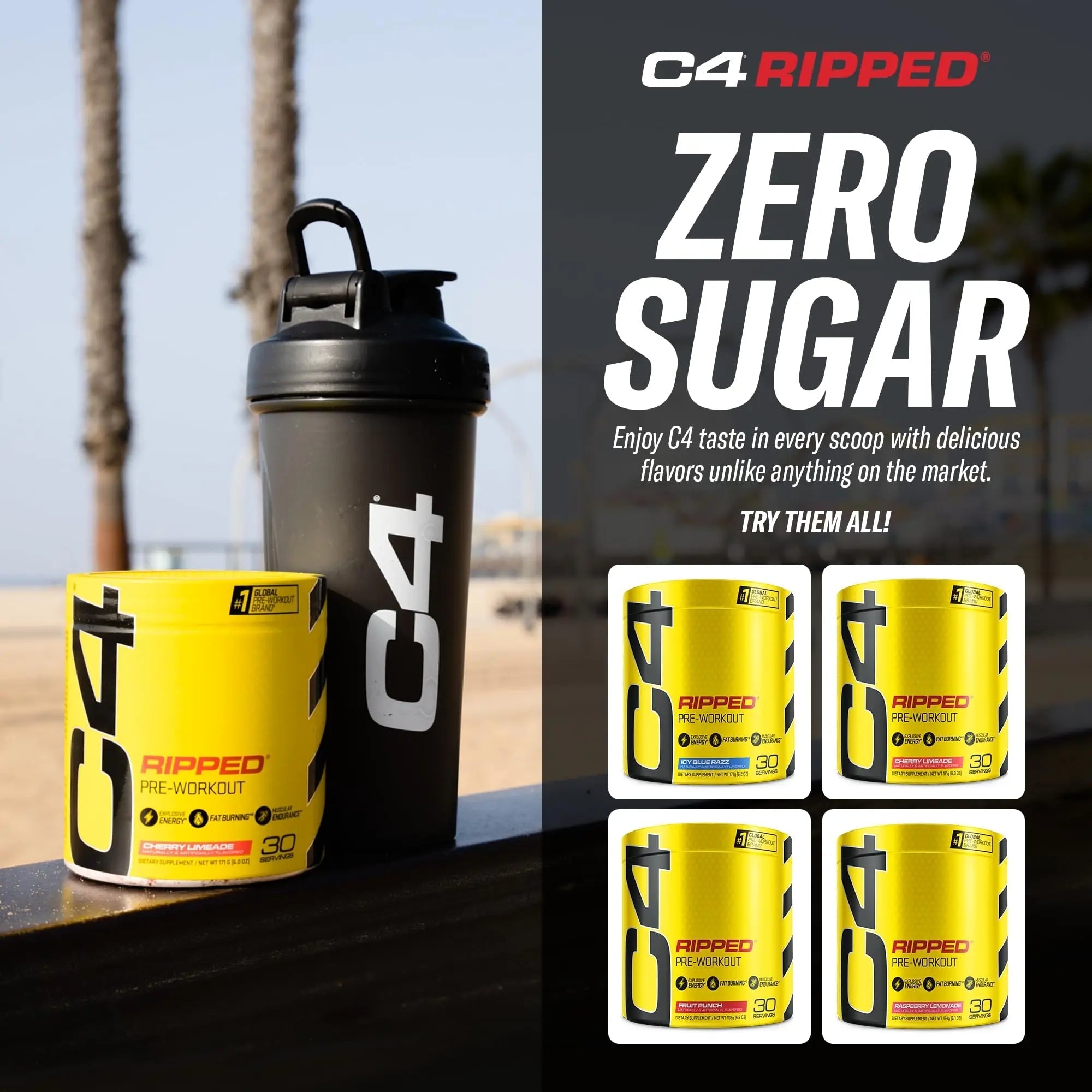 Cellucor C4 Ripped Pre Workout Powder Cherry Limeade | Creatine Free + Sugar Free - TrustMedUSA
