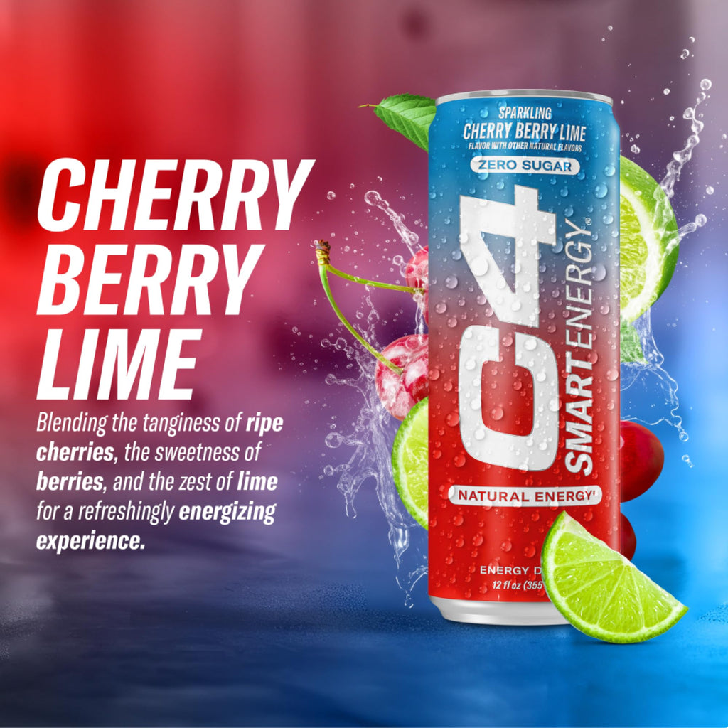 Cellucor C4 Smart Energy Drink - Sugar Free Performance Fuel & Nootropic Brain Booster, Coffee Substitute or Alternative | Cherry Berry Lime 12 Oz - 12 Pack - TrustMedUSA