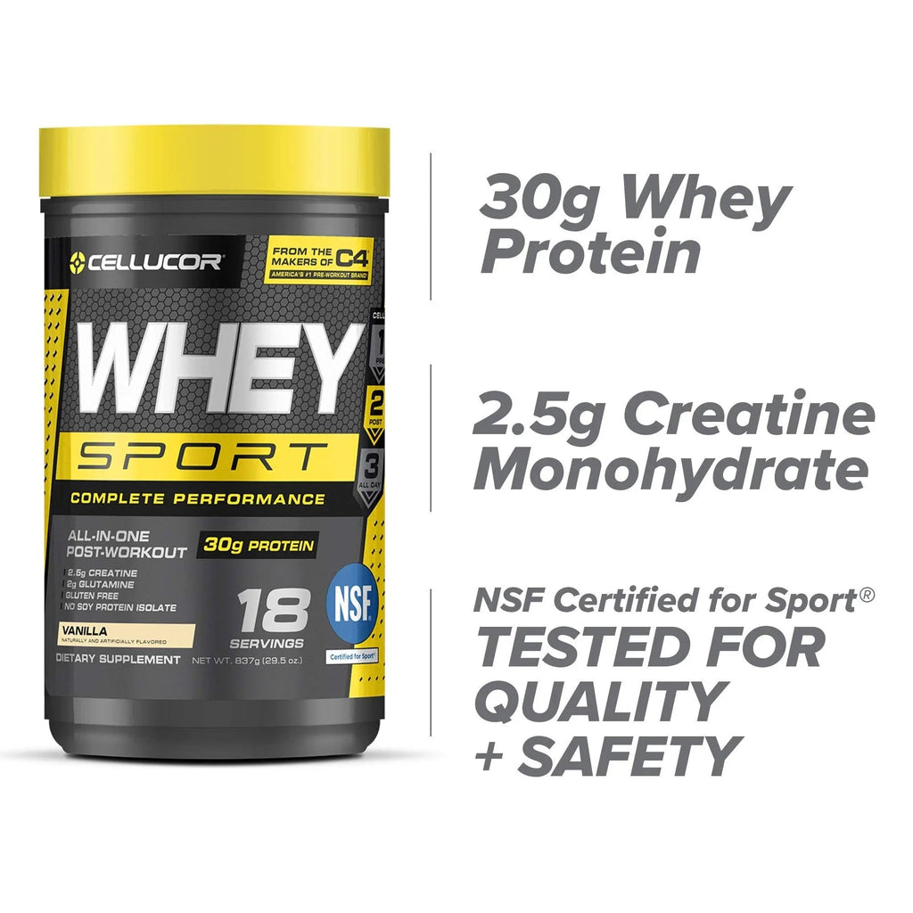 Cellucor Whey Sport Protein Powder Vanilla | Post Workout Recovery Drink with Whey Pro - TrustMedUSA
