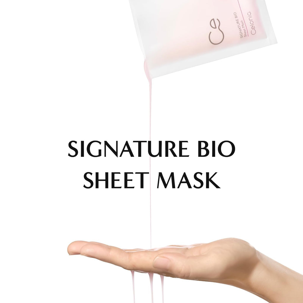 CELONIA Signature Bio Facial Sheet Mask, Stem Cell Deep Hydrating Face Mask, Anti Aging Treatment For Healthy Glowing Skin, Minimize Pores, Reduce Fine Line, Boost elasticity, Correct Redness 5 Count - Maple Wellness Supplements