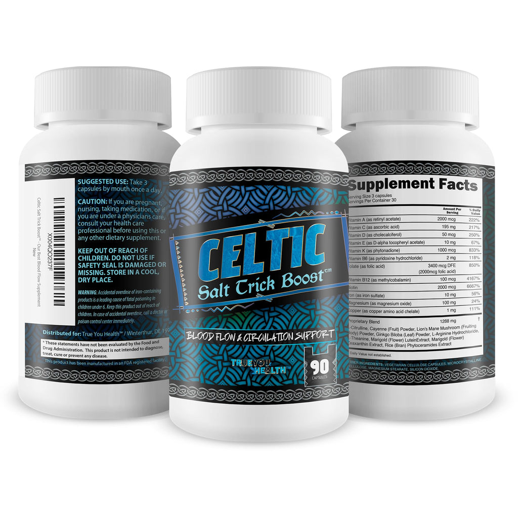 Celtic Salt Trick Boost for Blood Flow - Improved Formula - Our Best Blood Circulation Supplements for Men - Increase Blood Flow Care Blood Circulation Pills - Advanced Blood Flow Support - TrustMedUSA