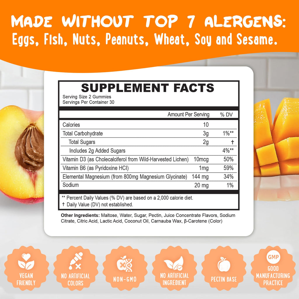 Center-Filled Magnesium Glycinate Gummies 400MG - High Absorption for Kids, Teens & Adults - Supplement for Sleep, Calm & Muscle Relaxation with B6 & D3 - Gluten Free & Vegan Friendly - 60 Count - TrustMedUSA