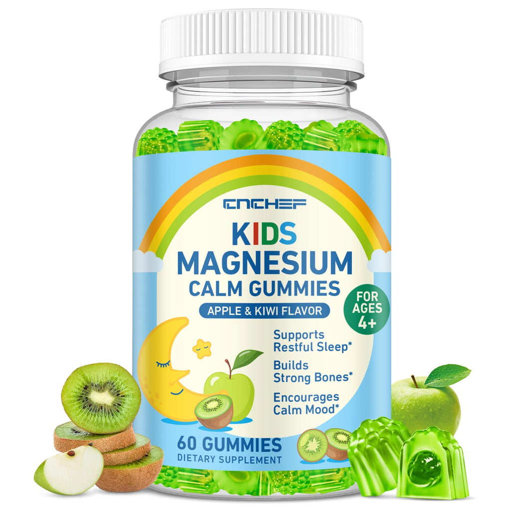 Center-Filled Magnesium Gummies for Kids 300MG - Magnesium Glycinate Gummies with L-theanine, Omega-3, Vitamin B6, D for Kids & Adults, Supplement for Sleep, Calm & Muscle Relaxation - Apple & Kiwi - TrustMedUSA
